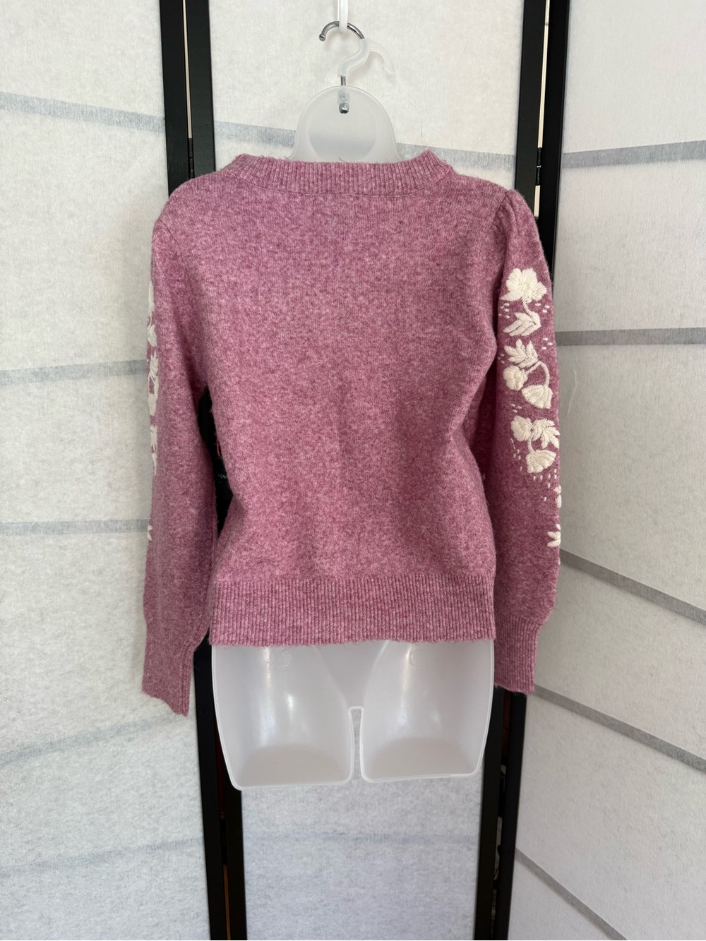 Cynthia Rowley NWT Pink Heather Floral Embroidered Sleeve Sweater S - Picture 2 of 11